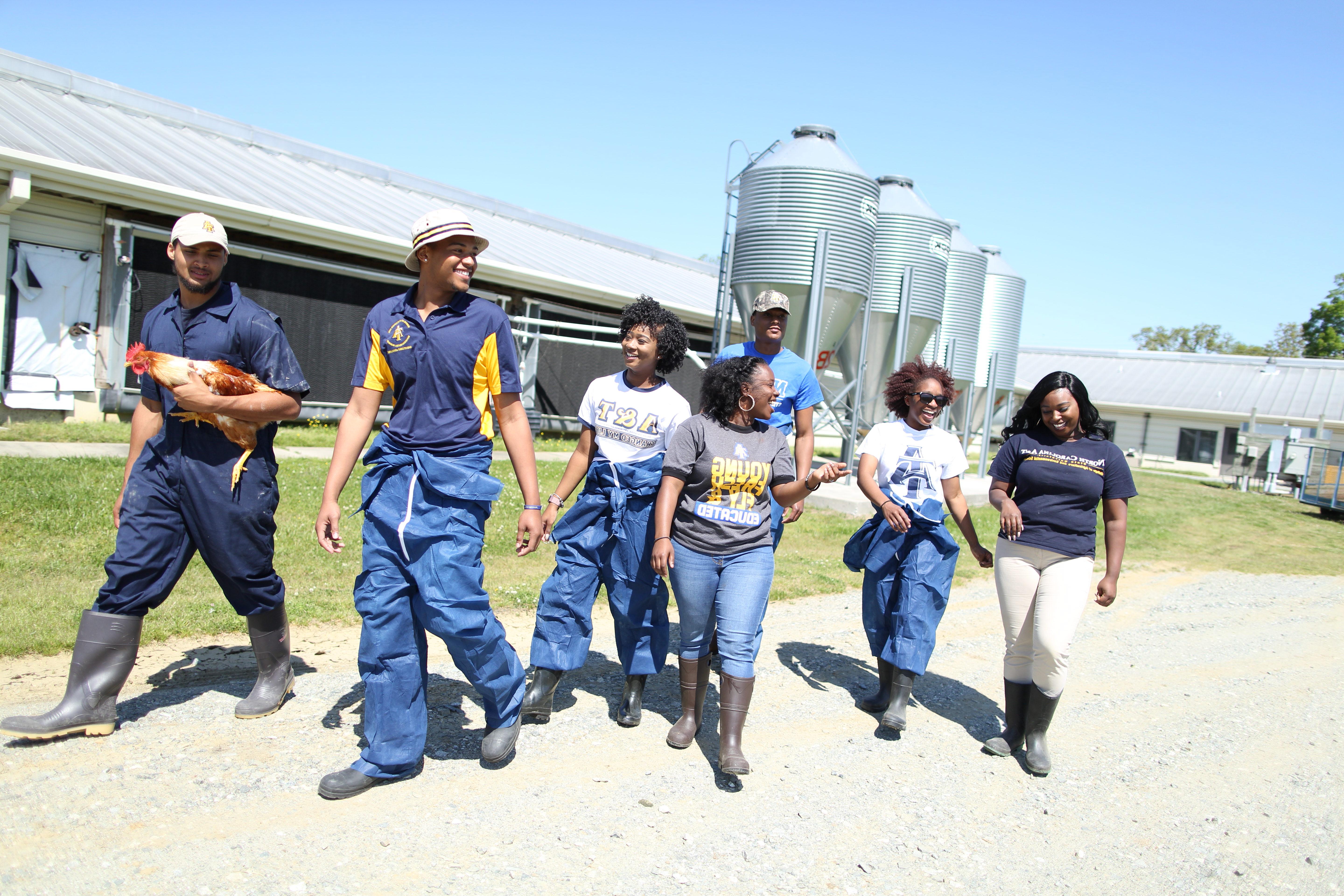 students on A and T research farm